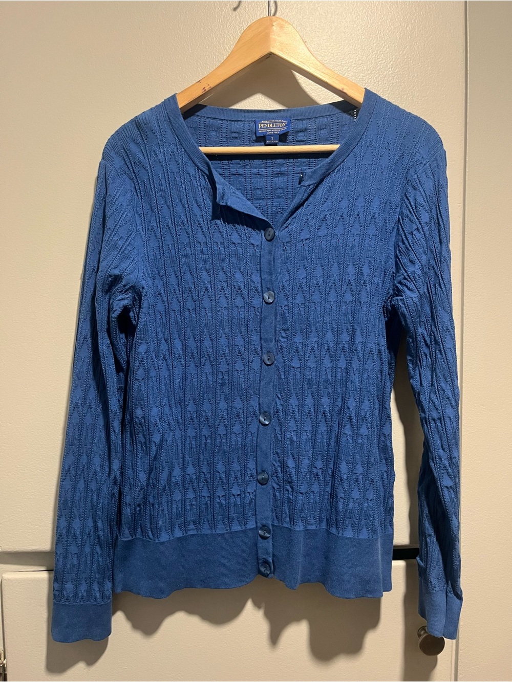Pendleton Blue Silk Blend Knit Cardigan